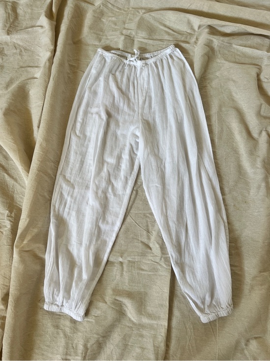 Zara Pants - Lightweight White Drawstring Lounge Pants